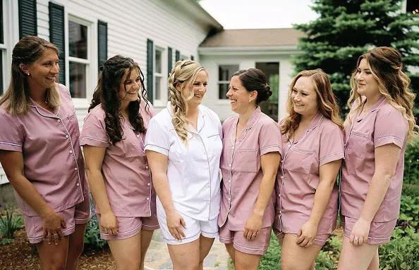 Bridal party in matching robes