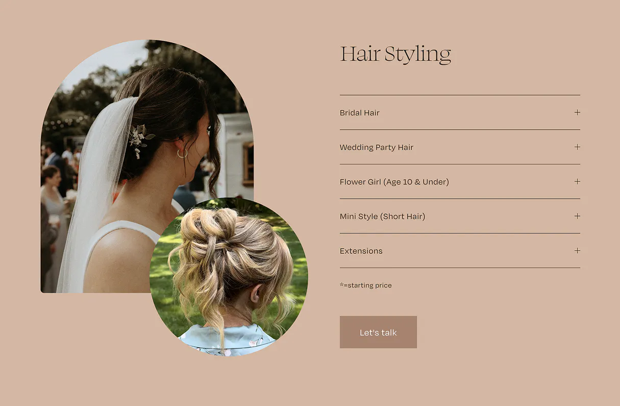 Hair styling services and booking