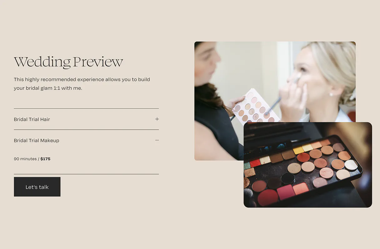 Wedding preview booking form